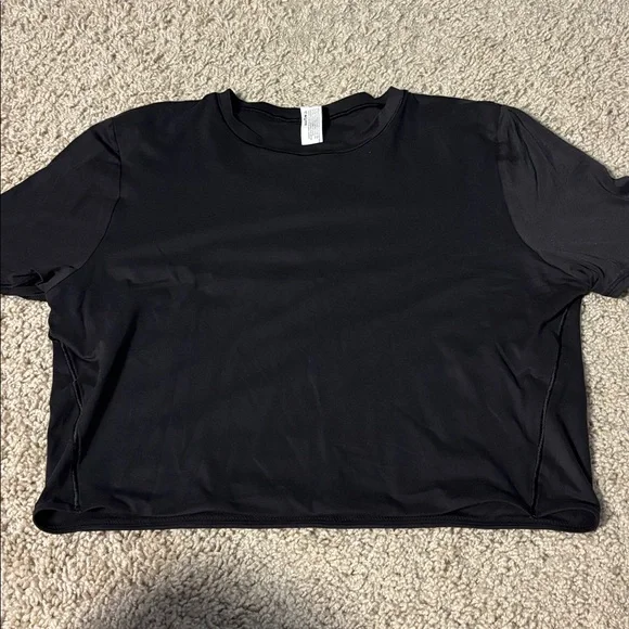 Lululemon Crewneck Cropped T-Shirt Black W3HPQS - Picture 3 of 5